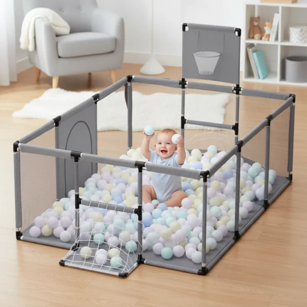 Corral de Juegos infantil Con Cancha Color Gris