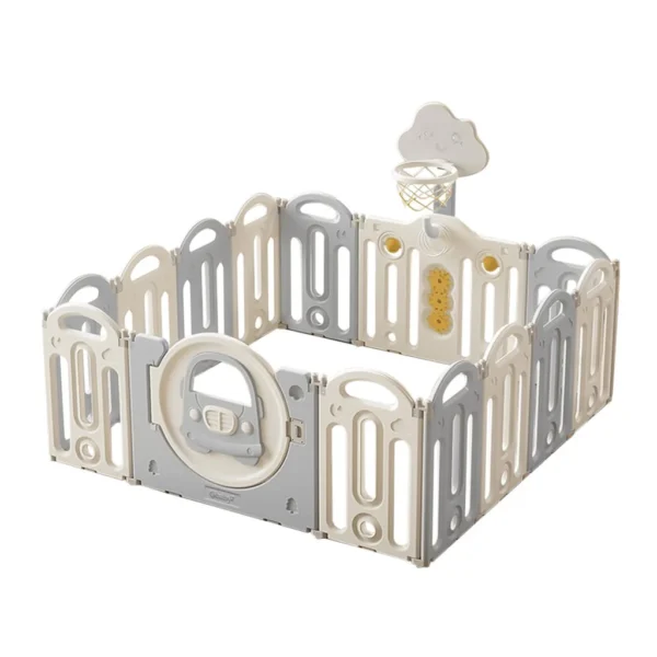 Corral de Juegos para Bebé Happy Zone Gris con Tapete de Gateo