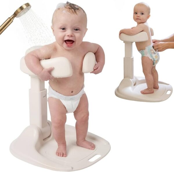 Soporte de Baño de Pie Antideslizante con Agarre Seguro y Altura Ajustable